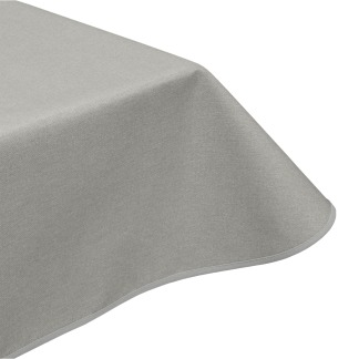 Simply pebble grey plain acrylic wipe clean tablecloth with edge binding finish