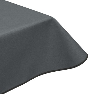 Simply soft granite grey plain acrylic wipe clean tablecloth with edge binding finish