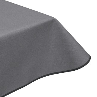 Simply Koala Grey Plain Acrylic Coated Wipe Clean Tablecloth with Edge Binding Finish