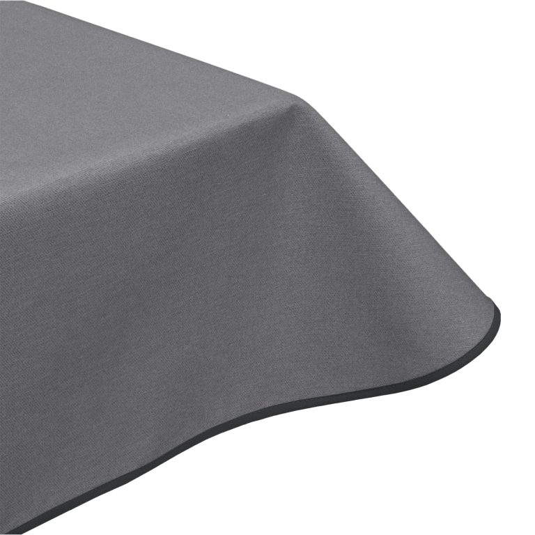 Simply Koala Grey Plain Acrylic Coated Wipe Clean Tablecloth with Edge Binding Finish