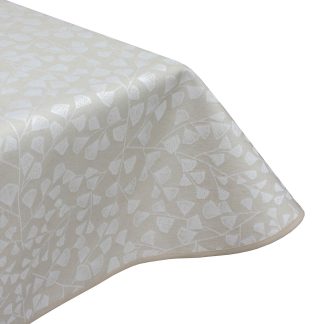 Turin neutral beige acrylic wipe clean tablecloth