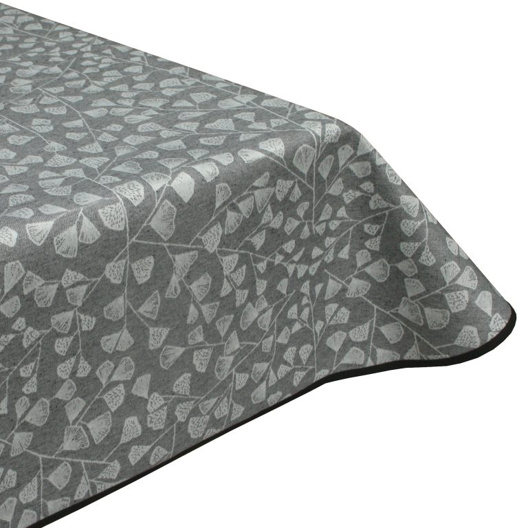 Alto Anthracite Grey Acrylic Coated Wipe Clean Tablecloth with Teflon & Edge Binding Finish