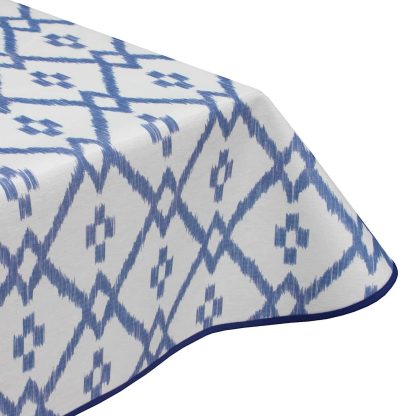 Geometric kasbar royal blue acrylic wipe clean tablecloth