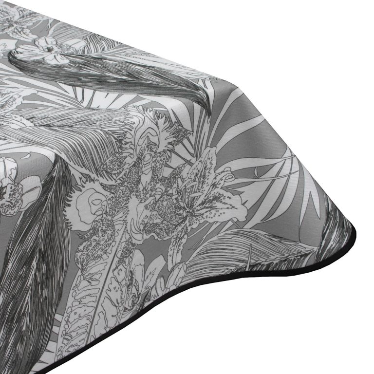Mono Bloom Grey Acrylic Wipe Clean Tablecloth