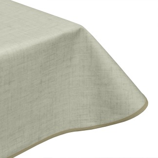 Natural Linen Westar Acrylic Coated Wipe-Clean Tablecloth with Teflon & Edge Binding Finish