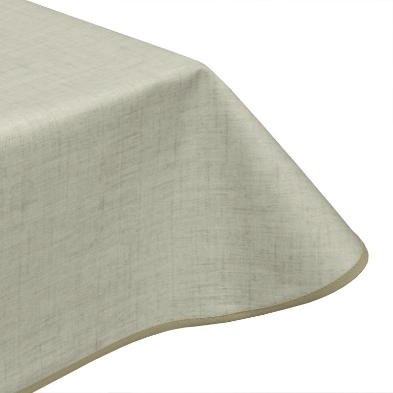 Natural Linen Westar Acrylic Coated Wipe-Clean Tablecloth with Teflon & Edge Binding Finish