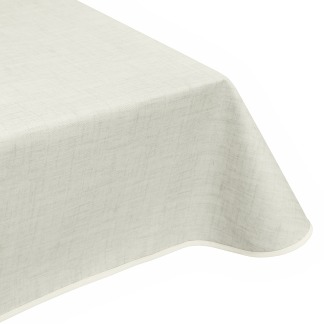 Natural Linen Off White Plain Acrylic Coated Tablecloth with Teflon