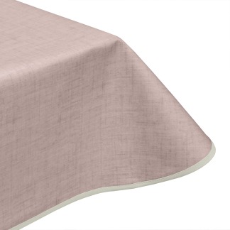 Natural Linen Plain Nobel Petal Pink Acrylic Teflon Coated Tablecloth Wipe Clean