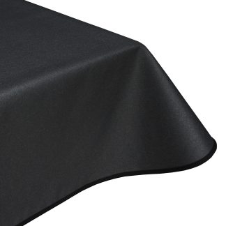 Natural Linen Plain Black Acrylic Teflon Coated Wipe Clean Tablecloth with Edge Binding Finish