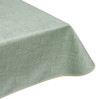 Natural Linen Plain Soft Green Acrylic Teflon Coated Tablecloth Wipe Clean
