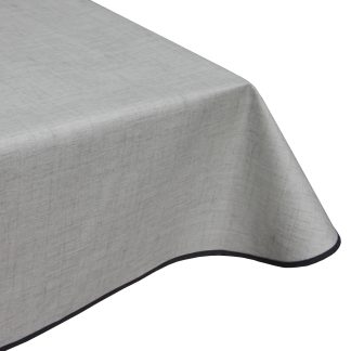 Natural Linen Plain Light Silver Acrylic Teflon Coated Tablecloth Wipe Clean