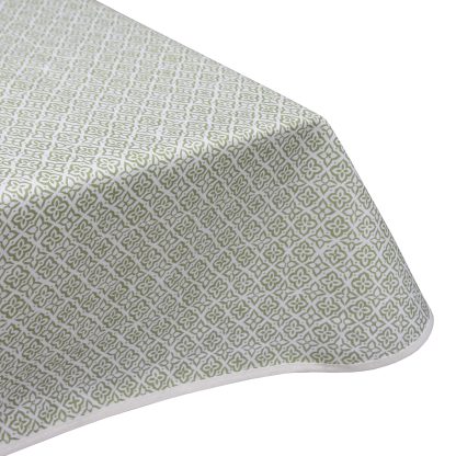 Calypso Green Floral Geometric Acrylic Teflon Coated Tablecloth Wipe Clean