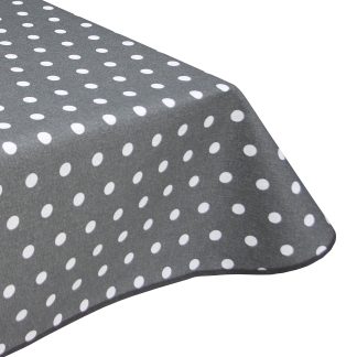 Iron Grey Polka Dot Acrylic Coated Tablecloth Wipe Clean