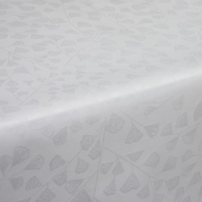 Close Up Of Alto Ivory Floral Acrylic Coated Tablecloth Wipe Clean