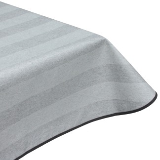 Silver Jacquard Stripe Acrylic Coated Tablecloth with Teflon