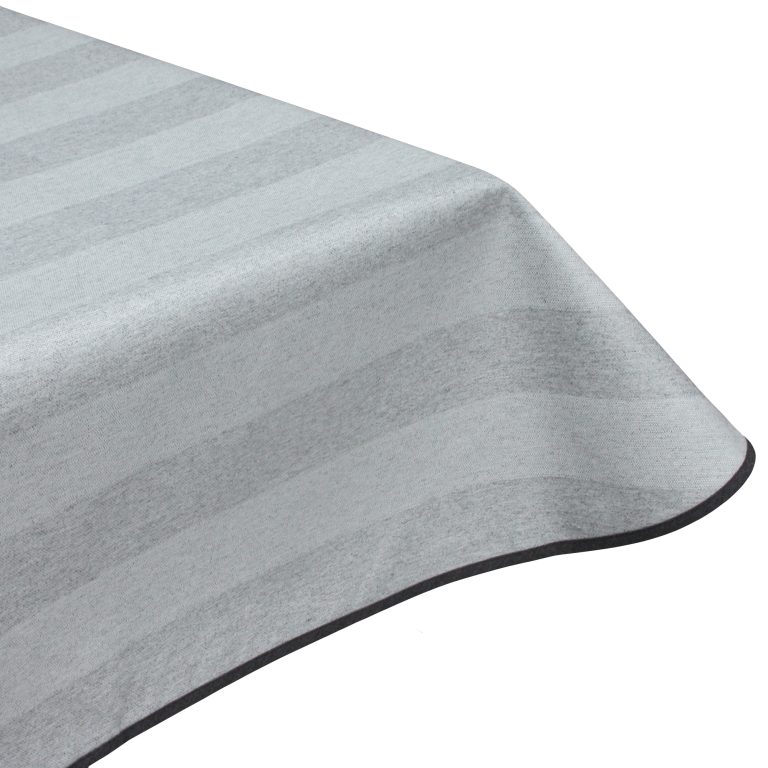 Silver Jacquard Stripe Acrylic Coated Tablecloth with Teflon