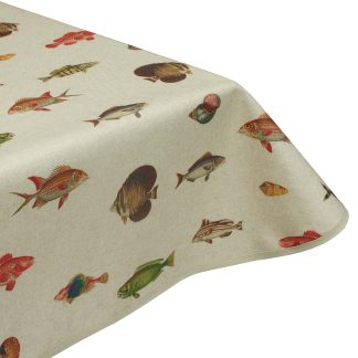 Fish Fable Acrylic Coated Tablecloth with Teflon