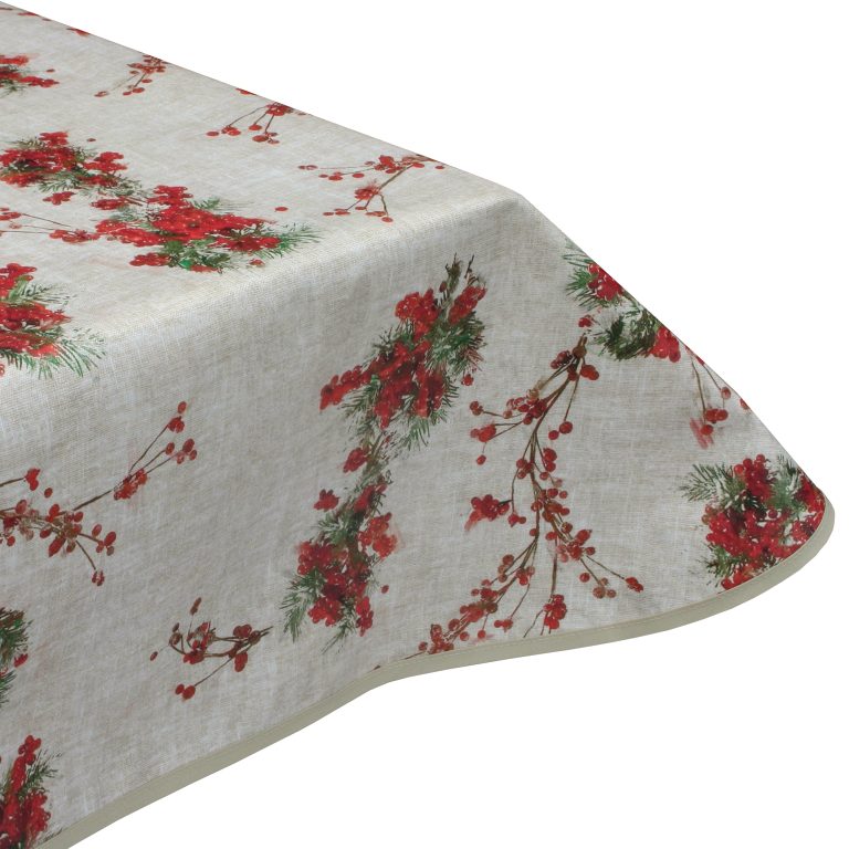Berry Garland Christmas Wipe Clean Acrylic Tablecloth