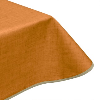 Natural Linen Orange Plain Acrylic Coated Tablecloth with Teflon