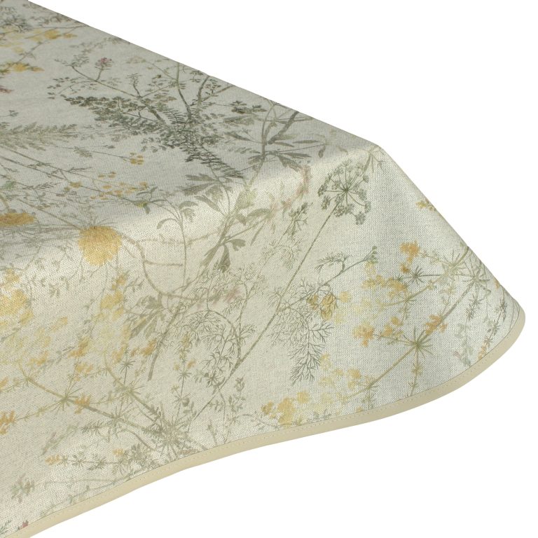 Wildflower Linen Acrylic Coated Tablecloth with Teflon & Edge Binding
