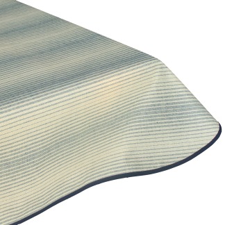 Contour Blue Stripe Acrylic Coated Tablecloth with Teflon & Edge Binding Finish