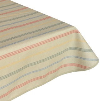 Tutti Frutti Stripe Acrylic Coated Tablecloth with Teflon & Edge Binding Finish