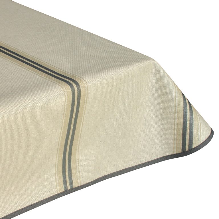 Driftwood Stripe Acrylic Coated Tablecloth with Teflon & Edge Binding Finish