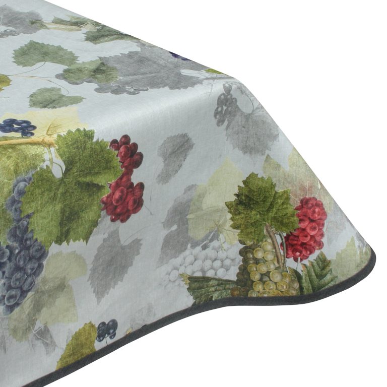 Edge binding finish Tuscan Vineyard Wipe Clean Acrylic Tablecloth with Teflon