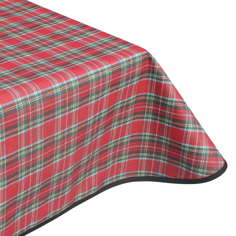 Edge binding finish Highland Tartan Acrylic Coated Tablecloth with Teflon