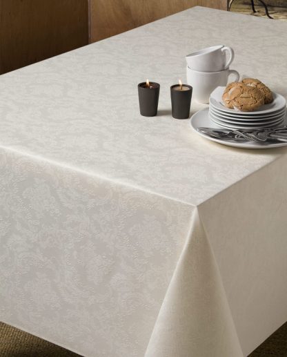 Damask Beige Teflon Coated Tablecloth