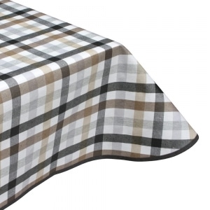 Brown check teflon wipe clean tablecloth