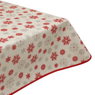christmas festive flakes wipe clean tablecloth