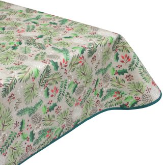 christmas holly leaf wipe clean tablecloth