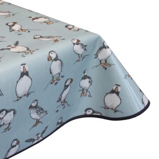 puffins duck egg oilcloth pvc tablecloth
