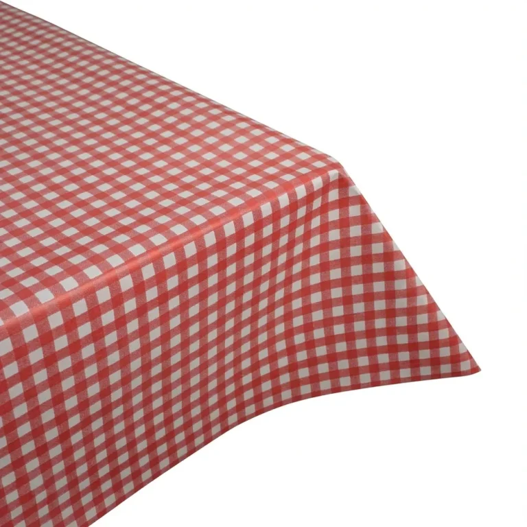Red Gingham Vinyl PVC Tablecloth