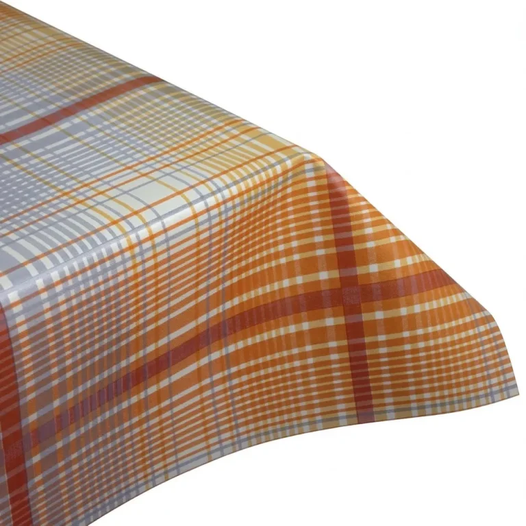 Terracotta Plaid Check Wipeable Vinyl Tablecloth