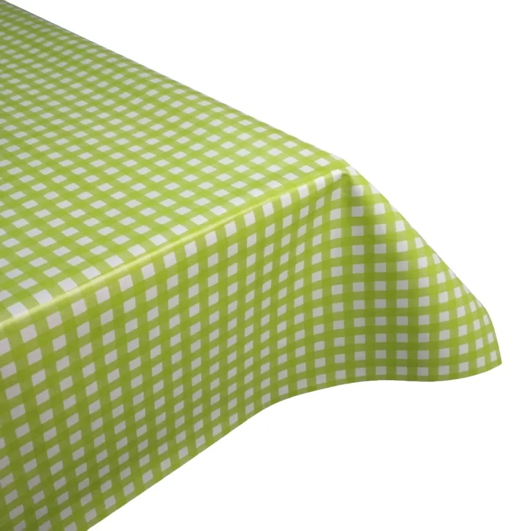 Lime Green Gingham Wipeable Vinyl Tablecloth