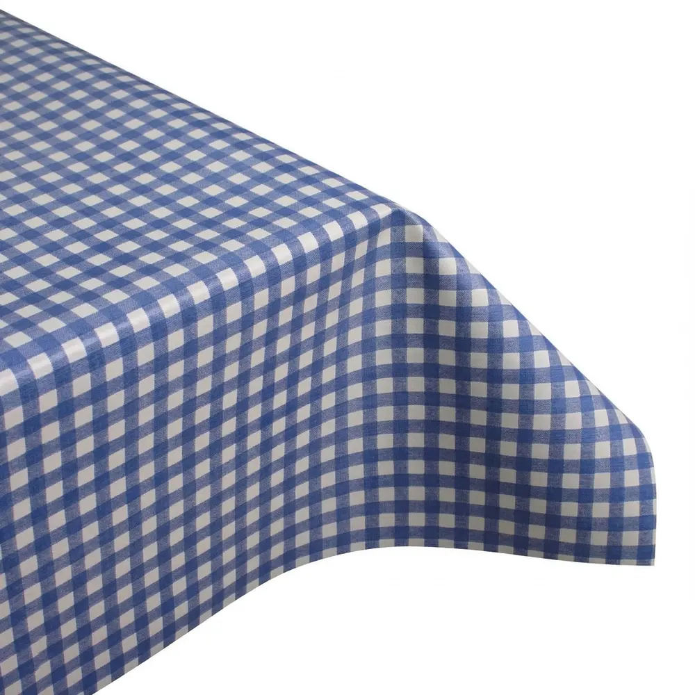 Blue Gingham Wipeable Vinyl Tablecloth