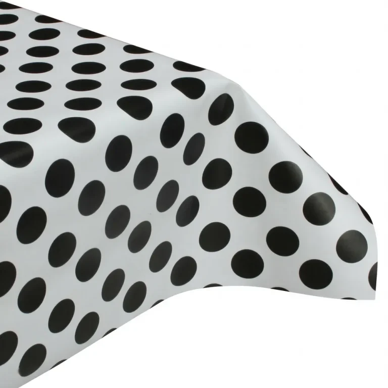 Black & White Spots Wipeable Vinyl Tablecloth