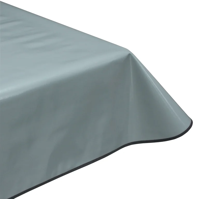 Plain grey vinyl tablecloth with edge binding