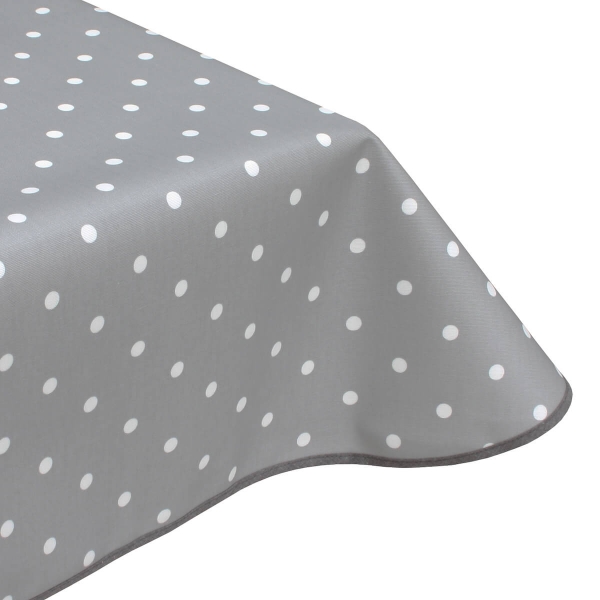 Smoke grey polka dot oilcloth PVC tablecloth